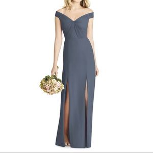 Off the Shoulder chiffon A-line gown Bridesmaids Dress